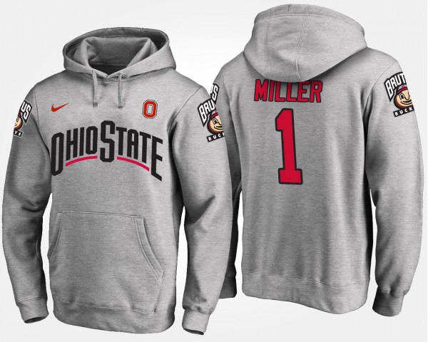 Ohio State Buckeyes Braxton Miller Men's #1 Gray College Football Hoodie 2404KIWK4